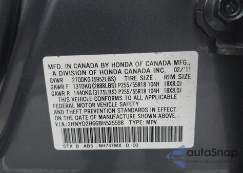 2011 Acura Mdx Technology Package z USA, uszkodzony, nr VIN 2HNYD2H66BH525598